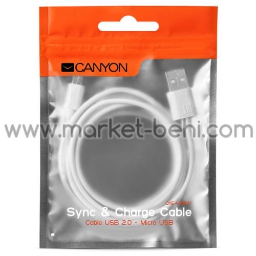 Кабел Canyon CNE-USBM1W USB to MicroUSB cable 1m