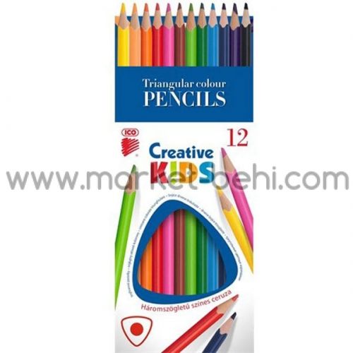 Цветни моливи Ico Creative Triangular, 12 цв.