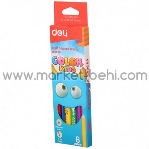 Цветни моливи Deli Color Kids, 6 цвята