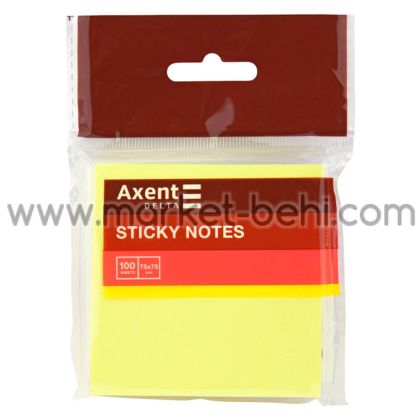 Самозалепващи листчета Axent 75х75 Жълт неон