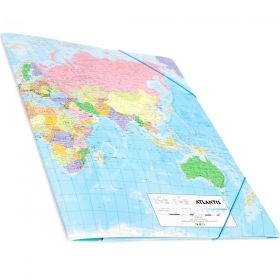 Папка с 3 капака и ластик - карта на света