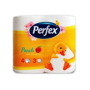 Тоалетна хартия  Perfex Peach, 4 броя, 3 пласта