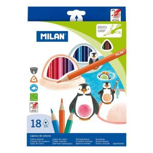 Моливи цветни Milan, 18 цвята, триъгълни, 0722318