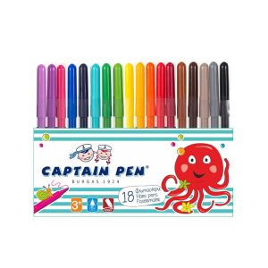 Флумастери Captain Pen, 18 цвята