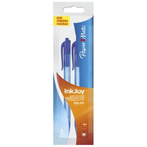 Химикалка Papermate InkJoy 100RT син, 2 броя в опаковка