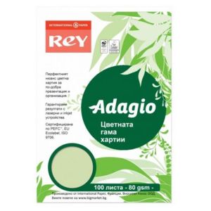 Цветна хартия Rey Adagio Bright Green,А4,80гр.,100л