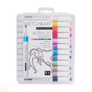 Маркери акрилни Sketch&Art, 12 цвята
