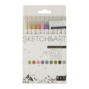 Двувърхи маркери Sketch&Art, 10 цвята, Металик