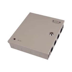Захранване за видеонаблюдение 12V 10A 9 канала със защита, метална кутия