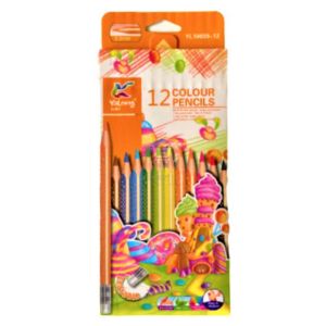 Цветни моливи Yalong 12 цвята с гума YL10039-12S