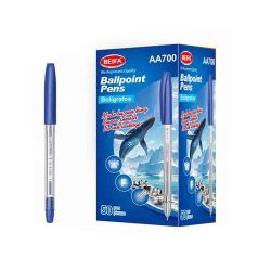 Beifa Химикалка AA700-50B2, 0.7 mm, прозрачна, синьо мастило, 50 броя