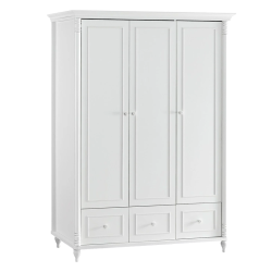 Трикрилен детски гардероб с чекмеджета NIL - бял