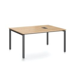 Заседателна маса RFG Monaco, 1600 x 1200 x 750 mm, ПДЧ 25 mm, с отвор за кабели, плот бряст, черни метални крака