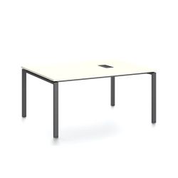 Заседателна маса RFG Monaco, 1600 x 1200 x 750 mm, ПДЧ 25 mm, с отвор за кабели, бял плот, черни метални крака