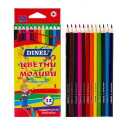 Цветни моливи Dinel, 12 цвята, 147128