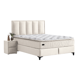Тапицирана спалня с матрак HERMES 160 x 200 - слонова кост AN