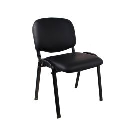 Посетителски стол Iso Iron Black, екокожа, черен, 7 броя в комплект