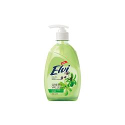  	Течен сапун Elvi, с помпа, билкови листа, 400 ml, зелен