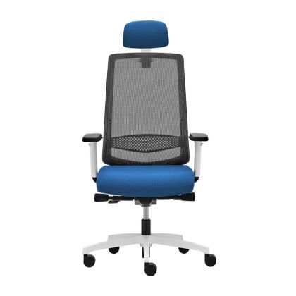 Ергономичен стол Rim Victory VI 1405 White, Synchronous ST2 механизъм, до 120 kg, син