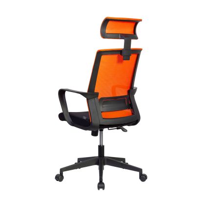 Директорски стол RFG Smart HB, дамаска и меш, Tilt механизъм, до 120 kg, черна седалка, оранжева облегалка