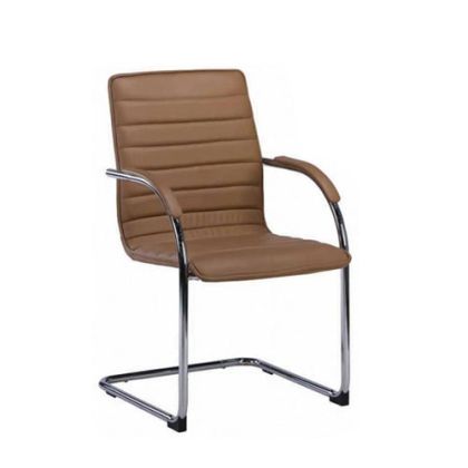 Посетителски стол RFG Sky M, екокожа, метална основа, до 120 kg, кафяв