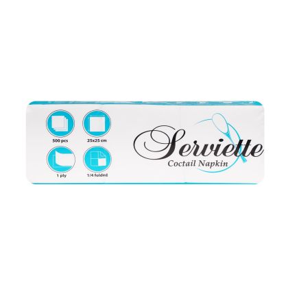 Салфетки, 1/4 сгъвка, гофрирани, 25 х 25 cm, 500 броя