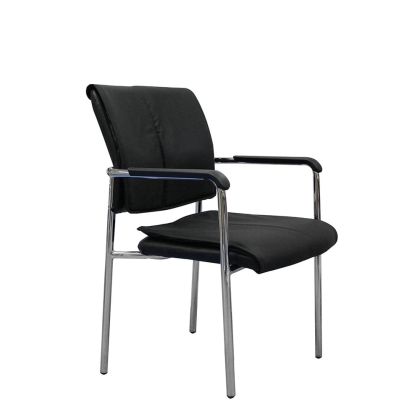 Посетителски стол RFG Flash M, екокожа, метална основа, до 120 kg, черен, 4 броя в комплект