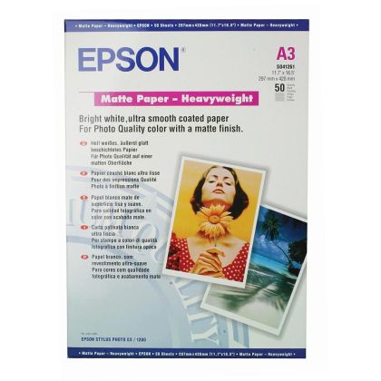 Epson Фото хартия Matte Paper S041261, A3, 167 g/m2, 50 листа