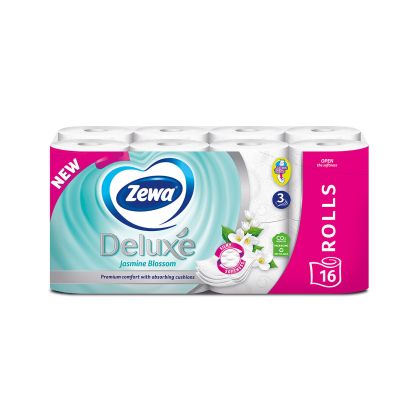 Тоалетна хартия Zewa Deluxe, жасмин, трипластова, 16 броя