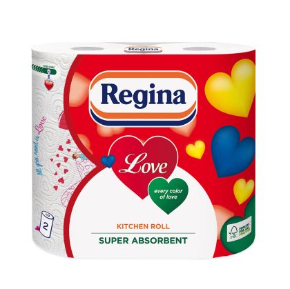 Кухненска ролка Regina Love Decorated, целулоза, трипластова, 175 g, 2 броя