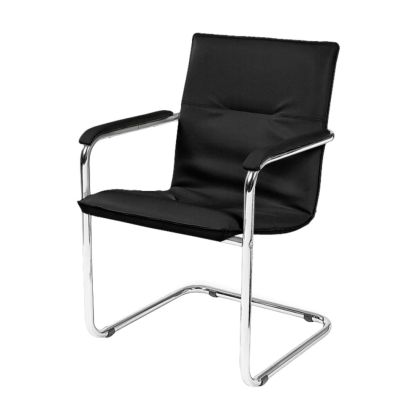 Посетителски стол Nowy Styl Rumba Lux, екокожа, до 120 kg, черен