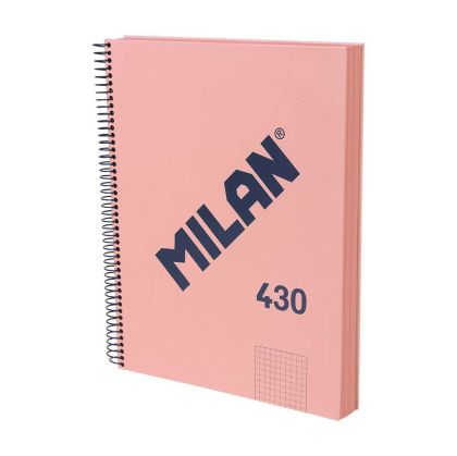 Milan Тетрадка 1918, А4, малки квадратчета, твърда корица, със спирала, 120 листа, розова