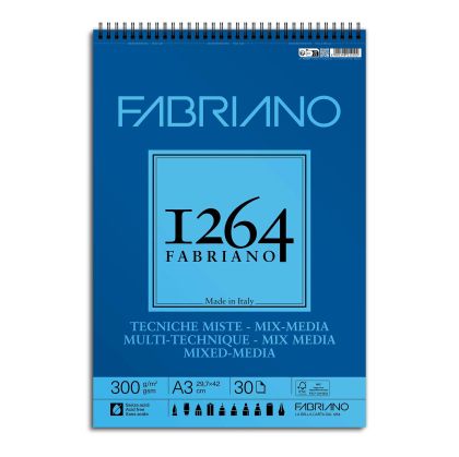 Fabriano Скицник, за смесени техники, А3, 300 g/m2, вълниста текстура, 30 листа