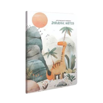 Gipta Тетрадка Jurassic Notes, A4, бяла хартия, широки редове, картонена корица, 60 листа