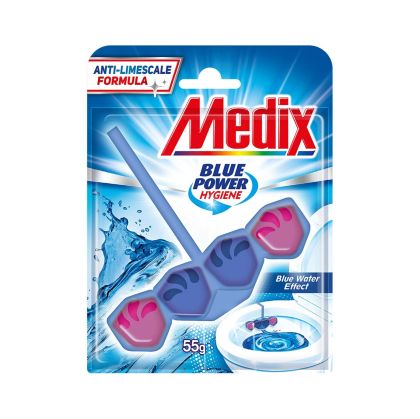 Ароматизатор за тоалетна Medix WC Blue Power, твърдо блокче, синя вода, 55 g