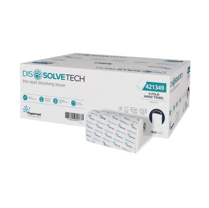 Кърпи за ръце Papernet Dissolve, V-сгъвка, двупластови, 17.6 x 21 cm, 210 къса, 15 броя