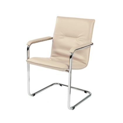 Посетителски стол Nowy Styl Rumba Lux, екокожа, до 120 kg, бежов