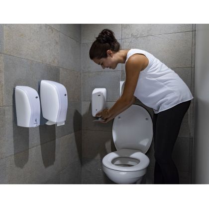 Диспенсър за дезинфектант Hagleitner Xibu Seat, бял, 13.2 х 13 х 27.4 cm