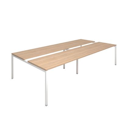 Заседателна маса Narbutas Nova, 3200 x 1640 x 740 mm, правоъгълен плот, ПДЧ 25 mm, меламин кехлибарен дъб, бял метал, крак тип U