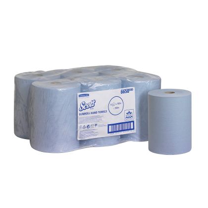 Кърпи за ръце Kimberly-Clark Scott Slimroll, руло, широчина 21 cm, дължина 165 m, сини, 6 броя
