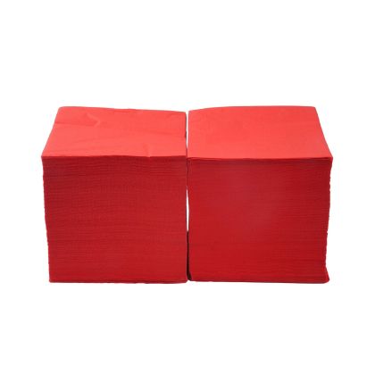 Салфетки, целулоза, двупластови, 1/4 сгъвка, 33 х 33 cm, червени, 400 броя
