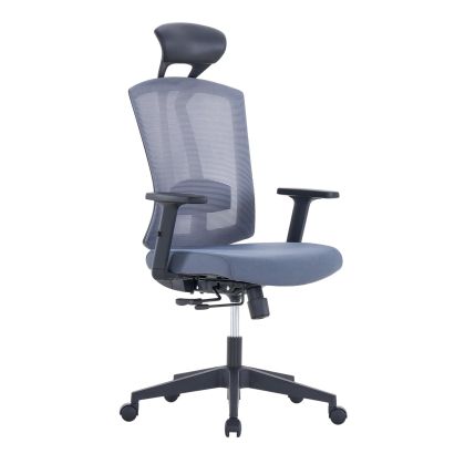 Ергономичен офис стол RFG Primo HB, дамаска и меш, до 130 kg, сив