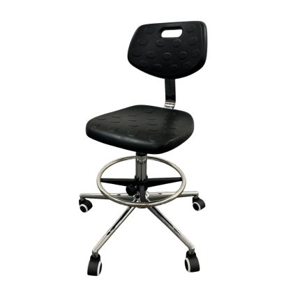 Лабораторен работен стол RFG Sedo Ring, висок, полиуретан, до 130 kg, черен