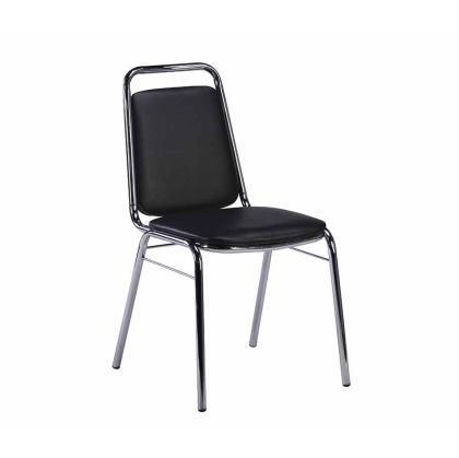 Посетителски стол RFG Party M, екокожа, метална основа, до 120 kg, черен