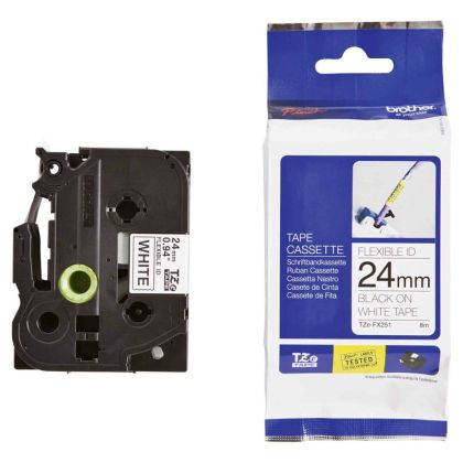 Лента Brother TZEFX251, 24 mm х 8 m, черен печат върху бяла лента