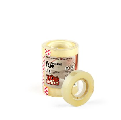 Top Office Тиксо, 12 mm x 33 m, безцветно, 6 броя