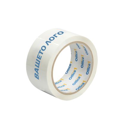 Тиксо, PVC, 48 mm х 50 m, бяло, с един цвят печат