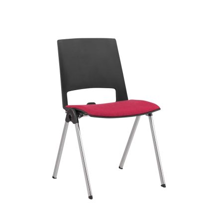 Посетителски стол RFG Sweet Chrome Black, текстил, до 120 kg, червен, 2 броя в комплект