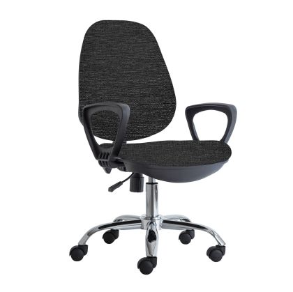 Ергономичен стол RFG Presto Chrome, текстил, до 130 kg, сив меланж