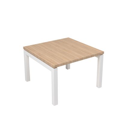 Ниска маса Narbutas Nova, 600 x 600 x 400 mm, квадратен плот, ПДЧ, меламин кехлибарен дъб, бял метал, крак тип U